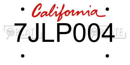 7JLP004 California License Plate