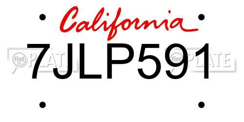 7JLP591 California License Plate