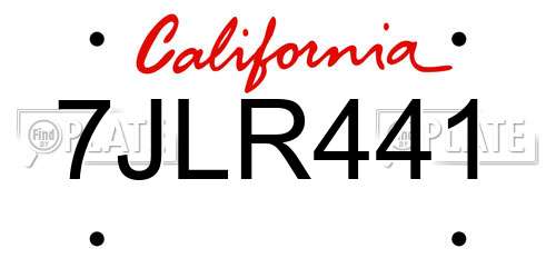7JLR441 California License Plate