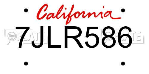 7JLR586 California License Plate