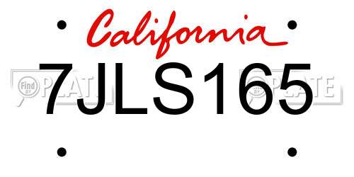 7JLS165 California License Plate