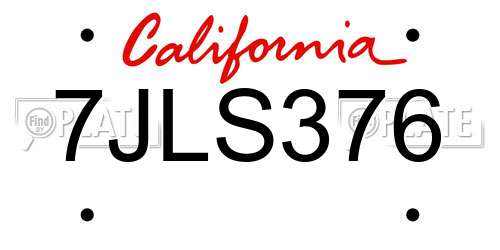 7JLS376 California License Plate