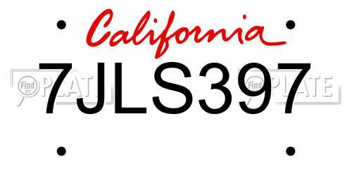 7JLS397 California License Plate