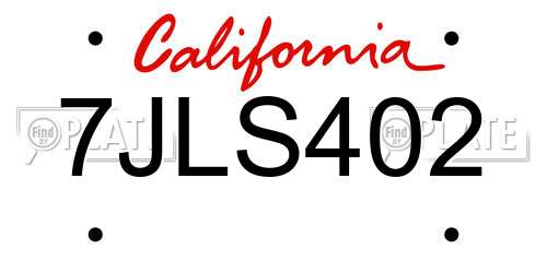 7JLS402 California License Plate