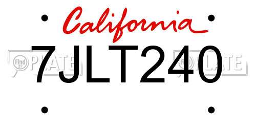 7JLT240 California License Plate