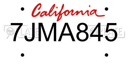 7JMA845 California License Plate