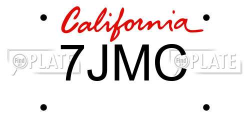 7JMC California License Plate