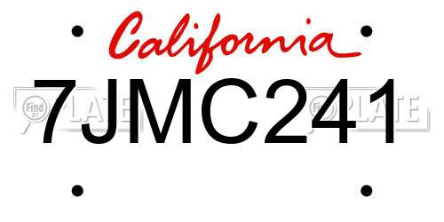 7JMC241 California License Plate