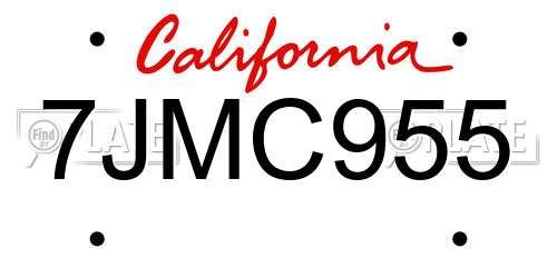 7JMC955 California License Plate