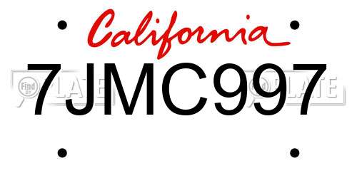 7JMC997 California License Plate