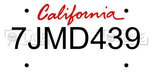 7JMD439 California License Plate