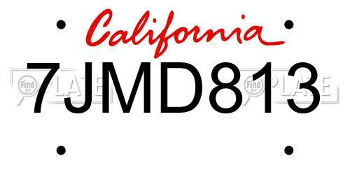 7JMD813 California License Plate