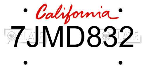 7JMD832 California License Plate