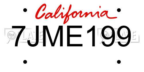 7JME199 California License Plate