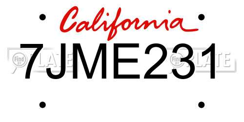7JME231 California License Plate
