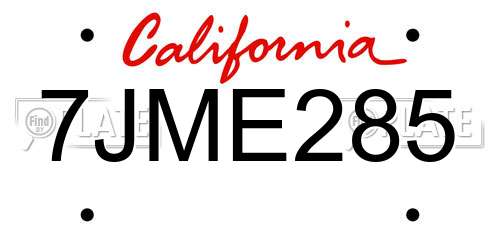 7JME285 California License Plate
