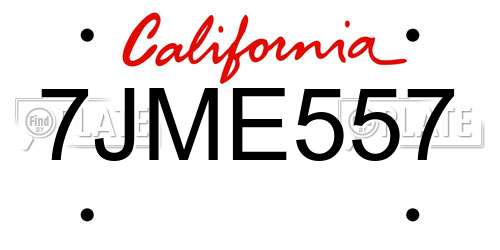 7JME557 California License Plate