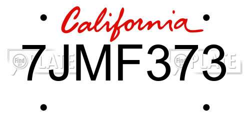 7JMF373 California License Plate