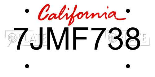 7JMF738 California License Plate