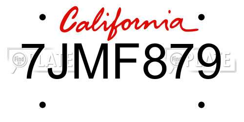 7JMF879 California License Plate