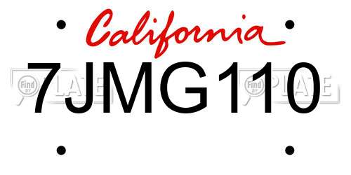 7JMG110 California License Plate
