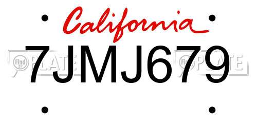 7JMJ679 California License Plate