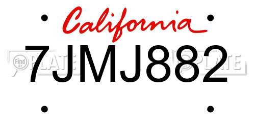 7JMJ882 California License Plate