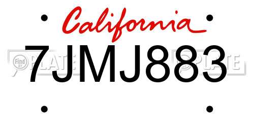 7JMJ883 California License Plate
