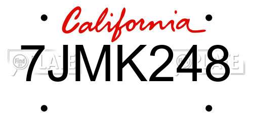 7JMK248 California License Plate