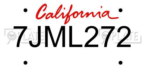 7JML272 California License Plate