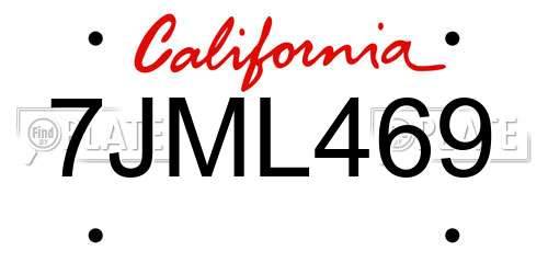 7JML469 California License Plate