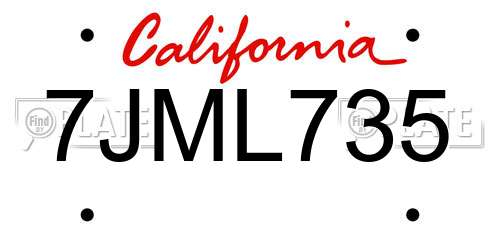7JML735 California License Plate