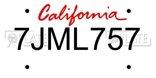 7JML757 California License Plate