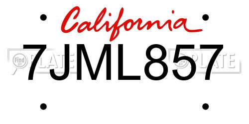 7JML857 California License Plate