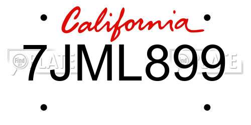 7JML899 California License Plate
