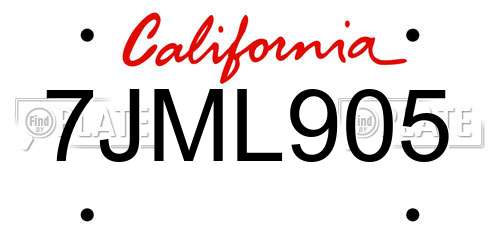 7JML905 California License Plate