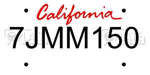 7JMM150 California License Plate