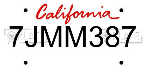7JMM387 California License Plate