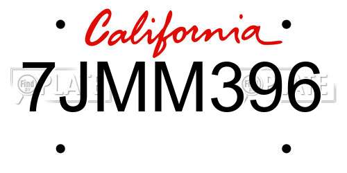7JMM396 California License Plate