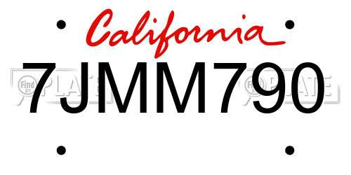 7JMM790 California License Plate