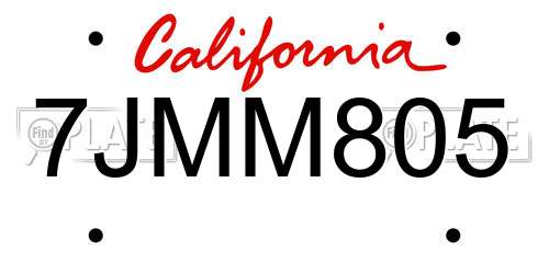 7JMM805 California License Plate