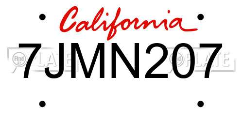7JMN207 California License Plate
