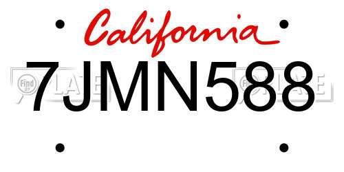 7JMN588 California License Plate