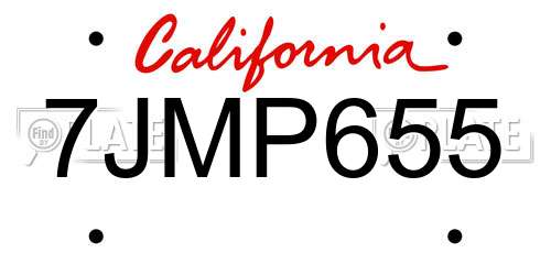 7JMP655 California License Plate