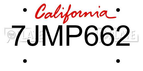 7JMP662 California License Plate
