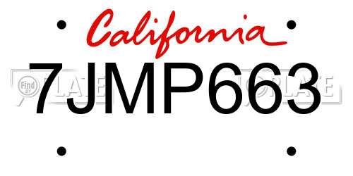 7JMP663 California License Plate