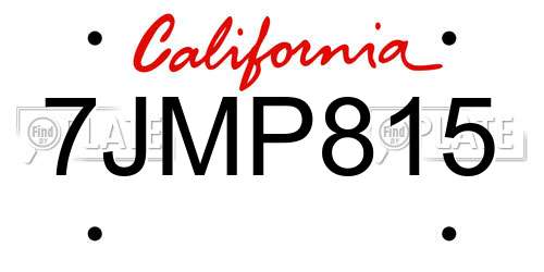 7JMP815 California License Plate