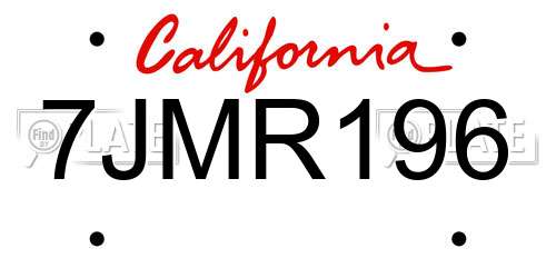 7JMR196 California License Plate