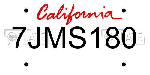7JMS180 California License Plate