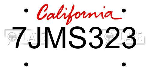 7JMS323 California License Plate